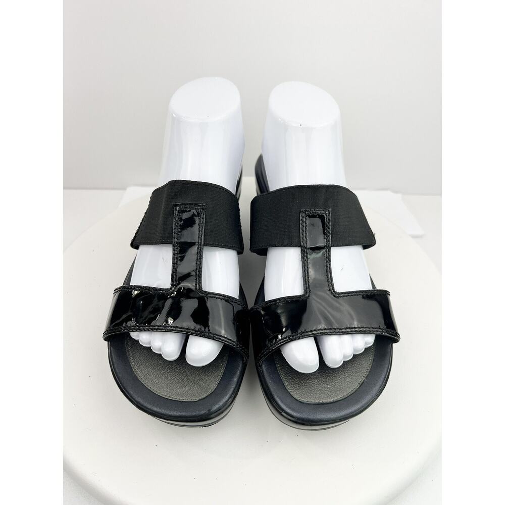 Cole Haan NikeAir Womens Size 9B Black Platform Sandals Slip On Wedge Leather